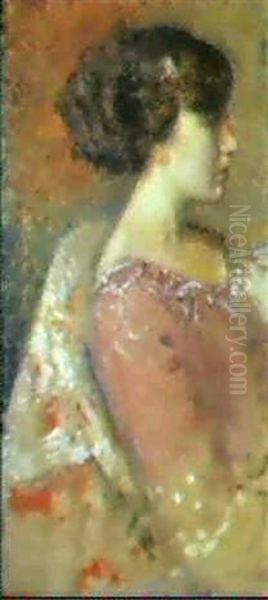 Jeune Femme De Profil Oil Painting by Georges Lemmen