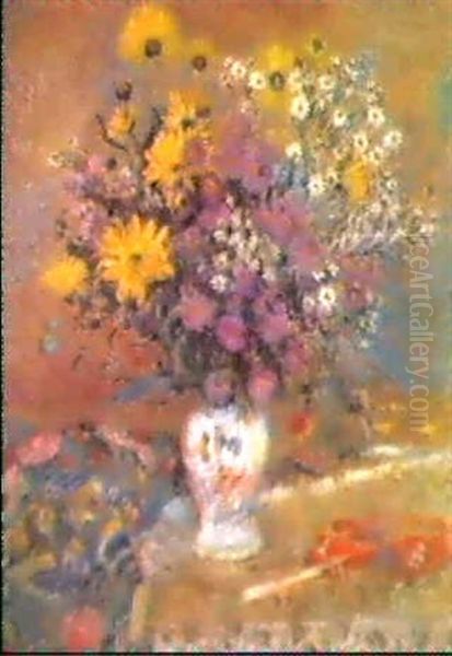 Vase De Fleurs Oil Painting by Georges Lemmen