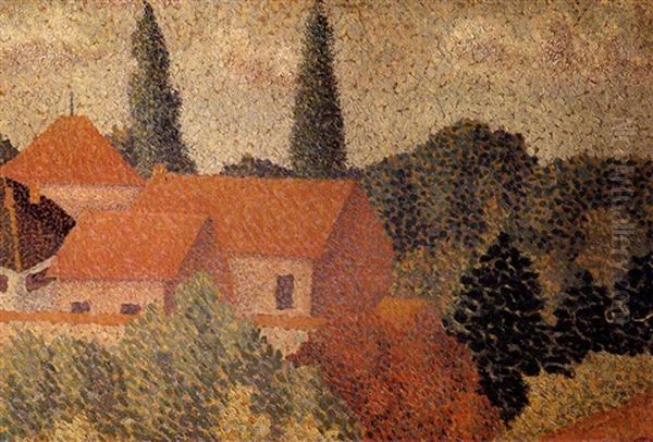 Toits A Uccle Oil Painting by Georges Lemmen