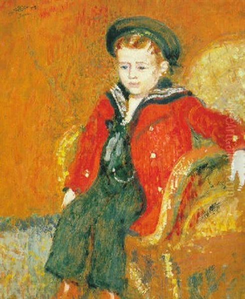 Garconnet Au Manteau Rouge Oil Painting by Georges Lemmen