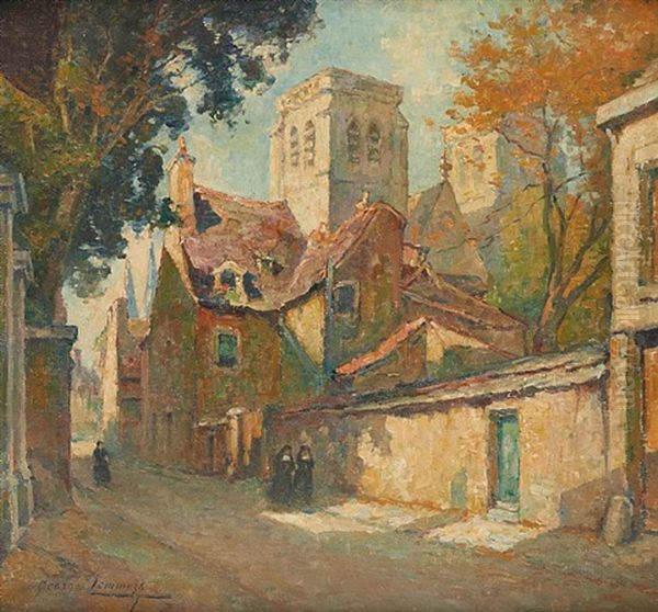 Une Rue A Dijon Oil Painting by Georges (Ferdinand) Lemmers