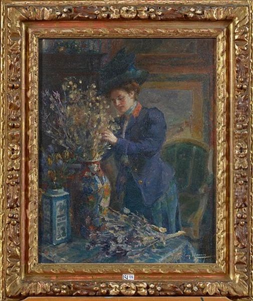 Les Chardons Bleus Oil Painting by Georges (Ferdinand) Lemmers