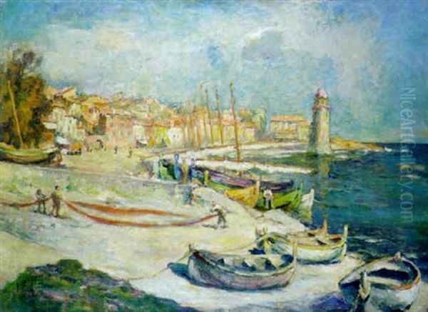 Collioure, La Ville Rose Oil Painting by Georges (Ferdinand) Lemmers