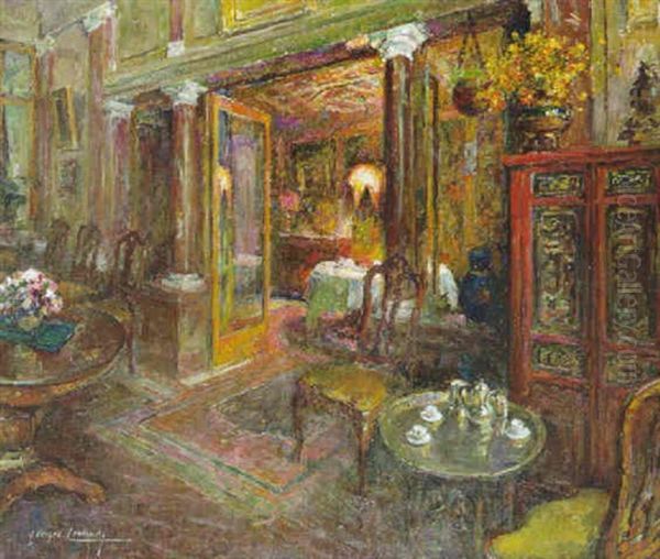 Le Salon Rouge Oil Painting by Georges (Ferdinand) Lemmers