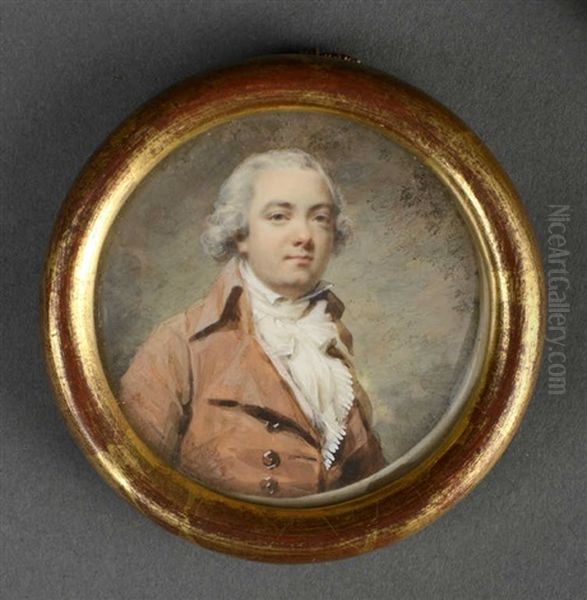 Autoportrait De L'artiste En Habit Brun Rouge Oil Painting by Jacques Antoine Marie Lemoine