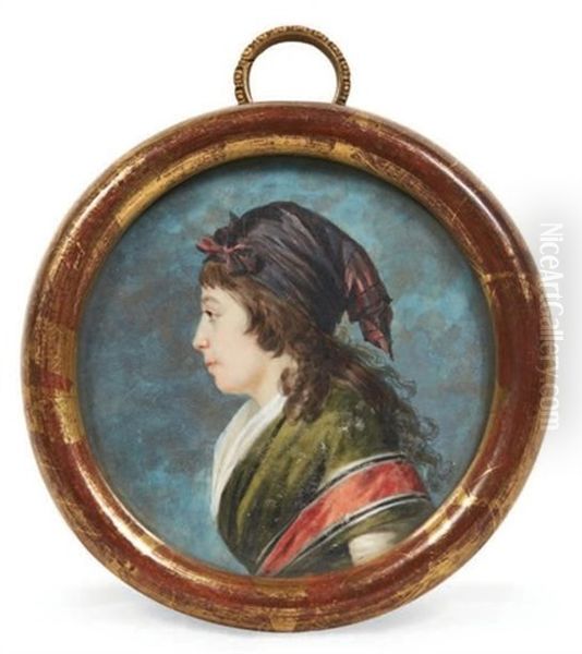 Portrait De Madame Agathe-francoise Lemoine Nee Bonvallet, En Buste Vers La Gauche Oil Painting by Jacques Antoine Marie Lemoine