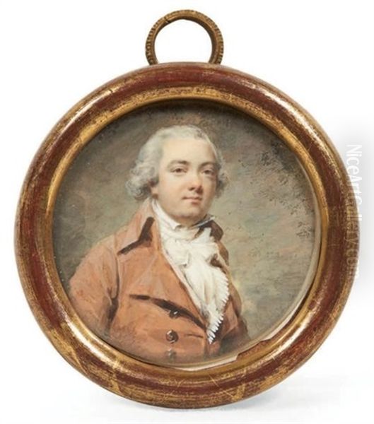 Autoportrait De L'artiste En Habit Brun Rouge Oil Painting by Jacques Antoine Marie Lemoine