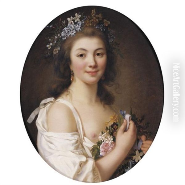 Portrait Of Madame De Genlis Oil Painting by Jacques Antoine Marie Lemoine