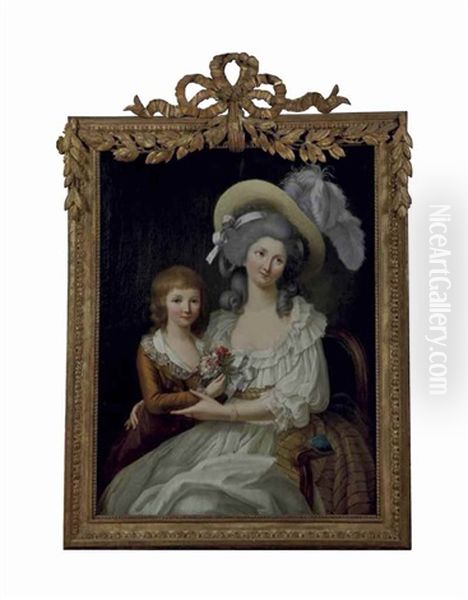 Portrait De Marie-therese De France (1778-1851), Duchesse D'angouleme, Accompagnee De Son Frere, Louis Xvii (1785-1795) Oil Painting by Marie-Victoire Lemoine