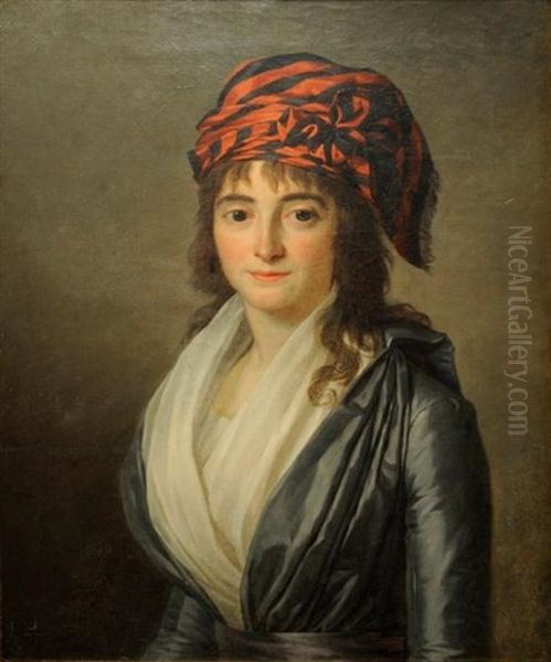 Jeune Fille Au Turban Rouge Et Noir Oil Painting by Marie-Victoire Lemoine