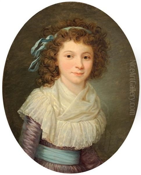 Portrait De Jeune Fille En Corsage De Linon Oil Painting by Marie-Victoire Lemoine