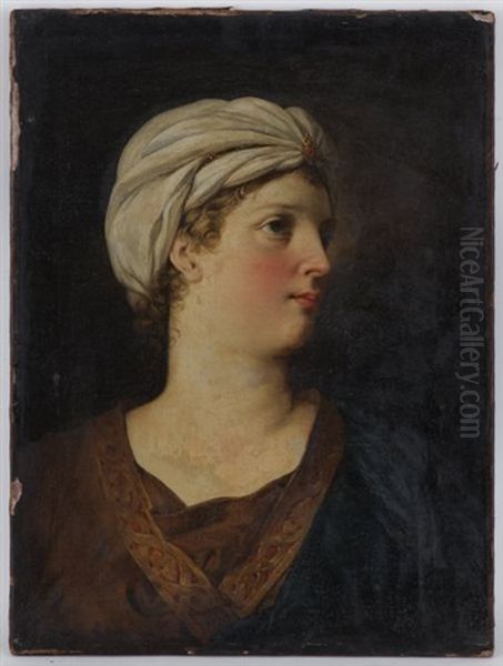 Portrait De Femme Au Turban Oil Painting by Marie-Victoire Lemoine