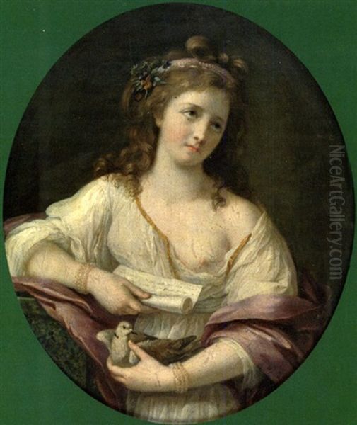 Jeune Fille Tenant Une Colombe Oil Painting by Marie-Victoire Lemoine