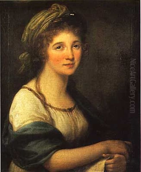 Portrait De Jeune Femme Au Turban Oil Painting by Marie-Victoire Lemoine