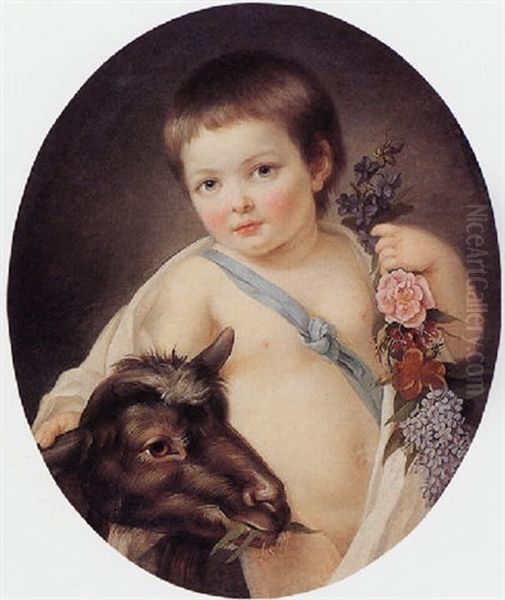 Portrait Of A Child With A Goat Oil Painting by Marie-Victoire Lemoine