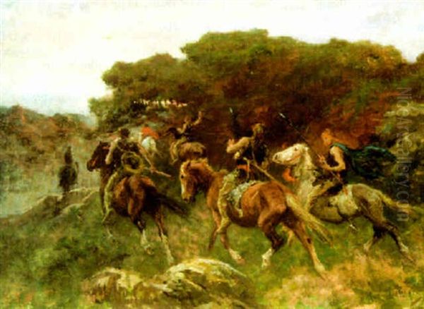 The Raiders - Gauls On The Roman Campagne Oil Painting by Arthur Lemon