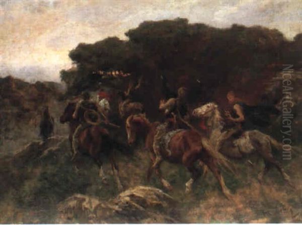 The Raiders, Gauls On The Roman Campagna Oil Painting by Arthur Lemon