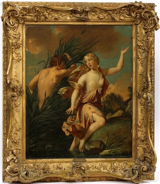 Nymph & Fanus Oil Painting by Francois Lemoyne