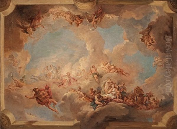 The Triumph Of Venus (bozzetto For A Ceiling) Oil Painting by Francois Lemoyne