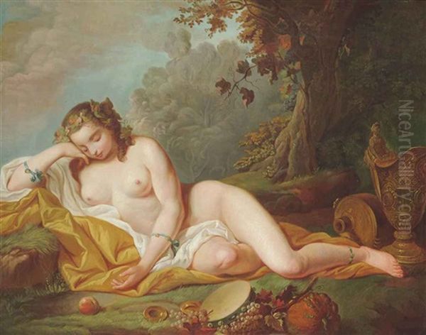 A Bacchanalian Maiden Oil Painting by Francois Lemoyne