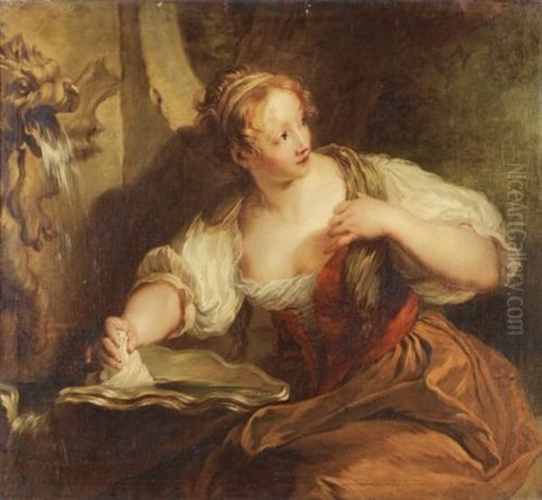 Jeune Femme A La Fontaine Oil Painting by Francois Lemoyne