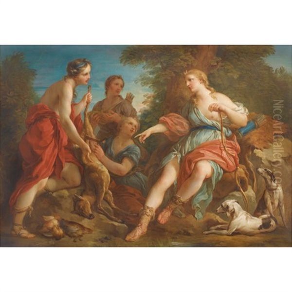 Diane Revenant De La Chasse Ou Le Soir Oil Painting by Francois Lemoyne