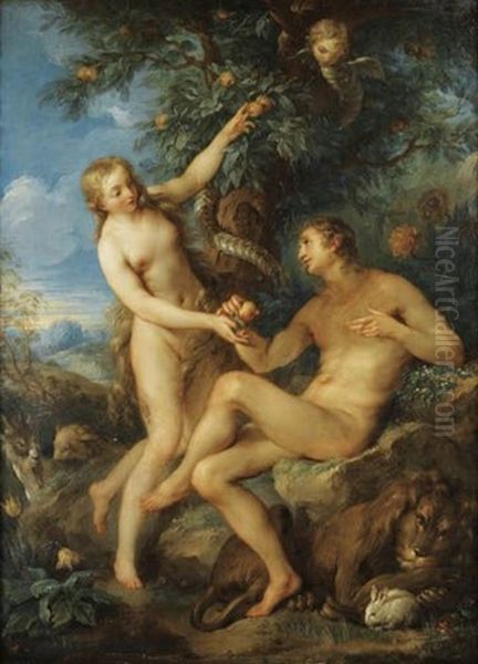 Adam Et Eve Oil Painting by Francois Lemoyne