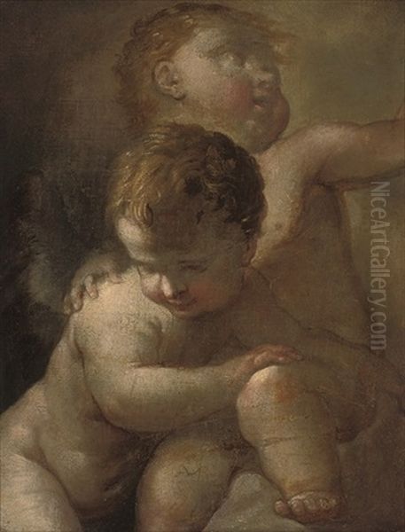 Putti Disporting Oil Painting by Francois Lemoyne