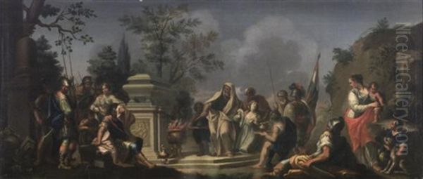 Scene Mythologique Oil Painting by Francois Lemoyne