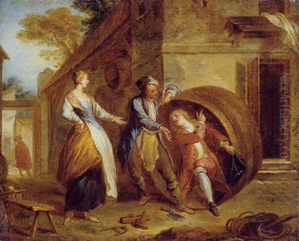 Le Cuvier, D'apres Un Conte De La Fontaine Oil Painting by Francois Lemoyne