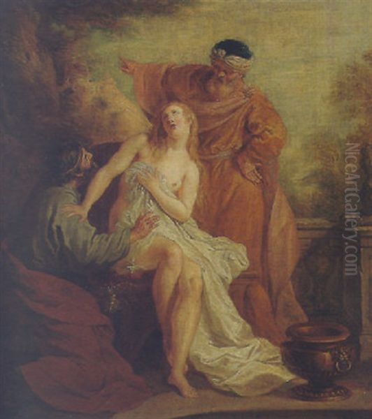 Susanna And The Elders Oil Painting by Francois Lemoyne