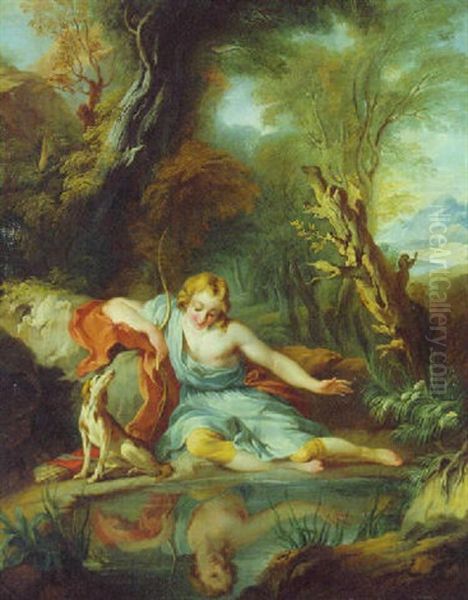 Narcissus Oil Painting by Francois Lemoyne