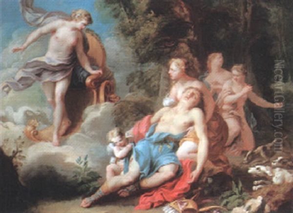 Venus And Adonis Oil Painting by Francois Lemoyne