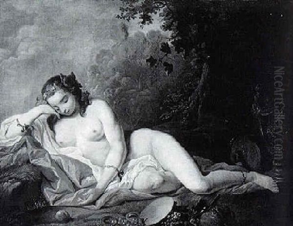 A Nymph Reclining In A Landscape Oil Painting by Francois Lemoyne