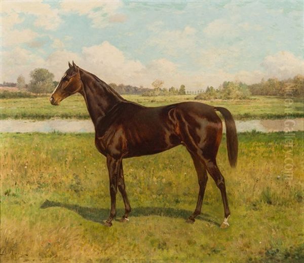 Rennpferd Auf Der Koppel Oil Painting by Ernest (Marie-Joseph-E.) Lenail