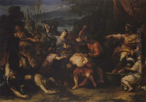 The Martyrdom Of The Jewish Chief Scribe, Eleazzr, And The Seven Brothers And Their Mother Oil Painting by Giovanni Battista Lenardi