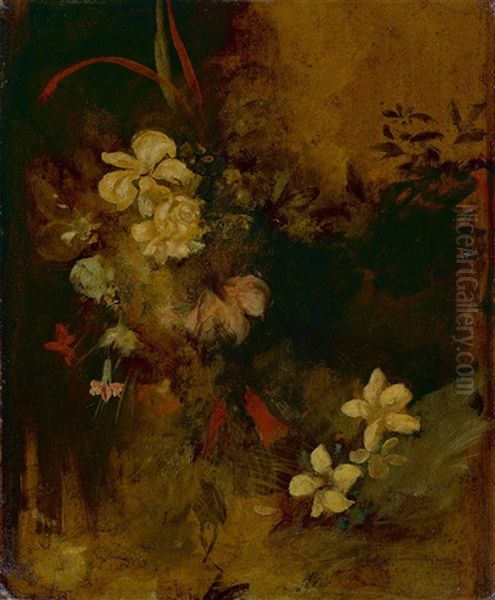 Flower Study Oil Painting by Franz Seraph von Lenbach