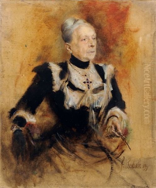 Frau Geh.[eimrat] Joest Oil Painting by Franz Seraph von Lenbach