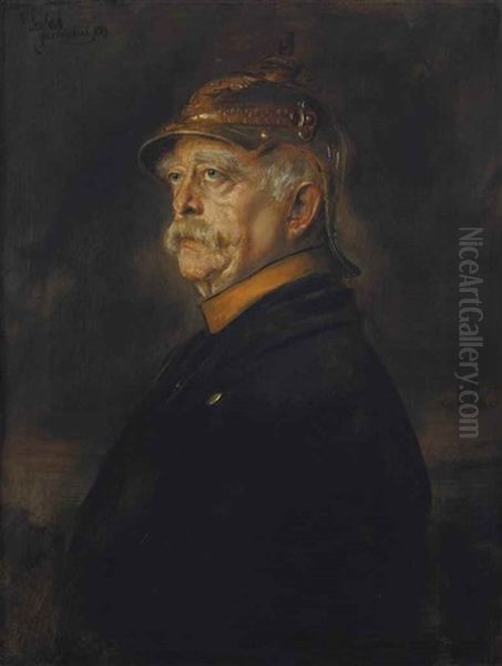 Portrait Of Otto Furst Von Bismarck (1815-1898) Oil Painting by Franz Seraph von Lenbach