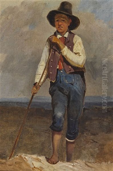 Stehender Hirtenknabe Oil Painting by Franz Seraph von Lenbach