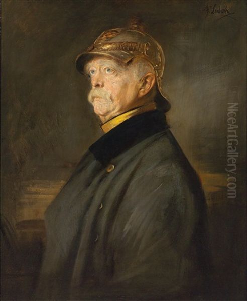 Portrait Of Otto Furst Von Bismarck (1815 Schonhausen-1898 Friedensruh) Oil Painting by Franz Seraph von Lenbach