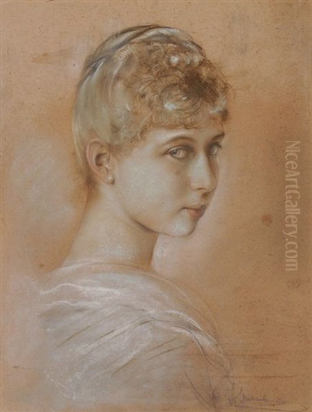 Portrait Victoria (von Preusen), Prinzessin Von Schaumburg-lippe (1866-1929) Oil Painting by Franz Seraph von Lenbach