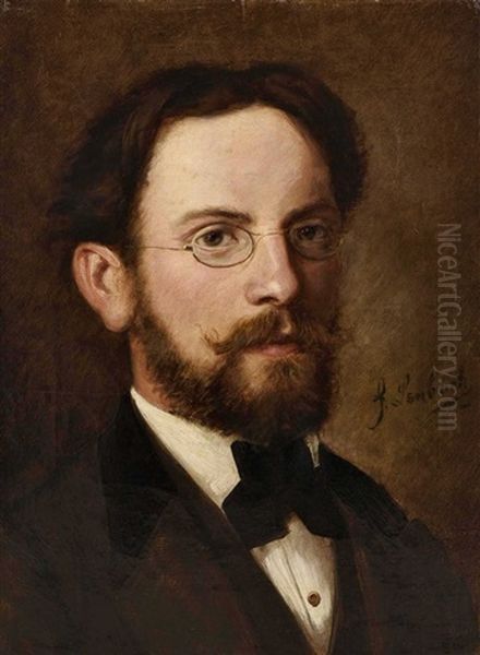 Portrait Eines Herren Mit Brille Oil Painting by Franz Seraph von Lenbach