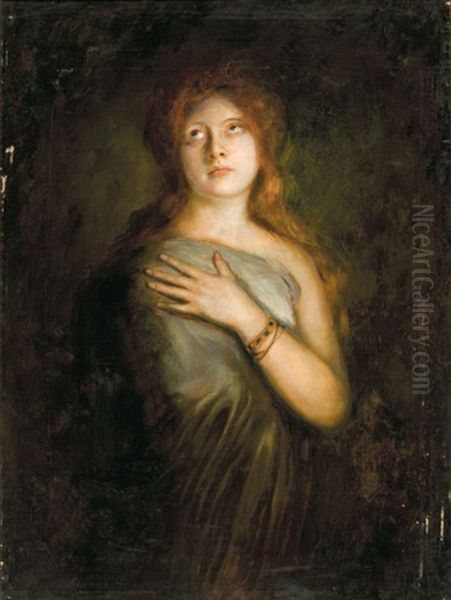 A Red-haired Beauty Oil Painting by Franz Seraph von Lenbach