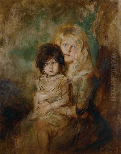 Portrait Der Tochter Marion Und Gabriele Oil Painting by Franz Seraph von Lenbach