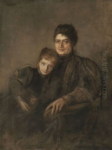 Portrait Einer Mutter Mit Tochter by Franz Seraph von Lenbach