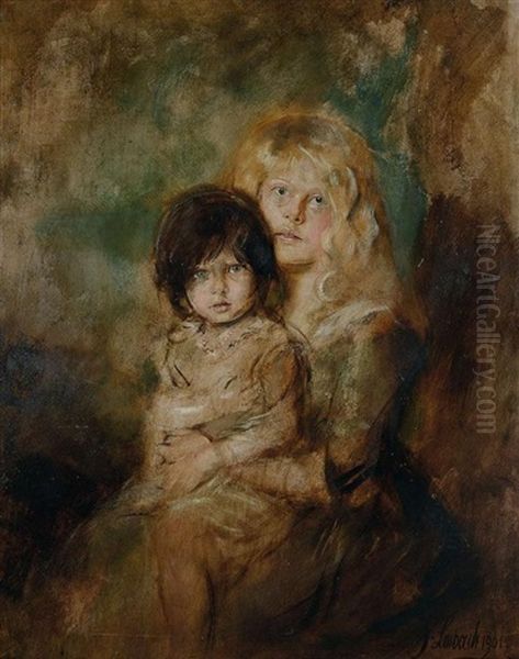 Portrait Der Tochter Marion Und Gabriele Oil Painting by Franz Seraph von Lenbach