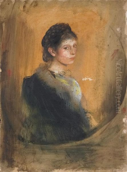 Portrat Prinzessin Adelgunde (+ Portrat Grafin Mog, Verso) (+ 2 Others; 3 Studies) Oil Painting by Franz Seraph von Lenbach