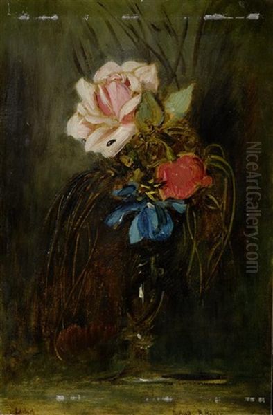 Blumenstilleben Mit Rosen Oil Painting by Franz Seraph von Lenbach