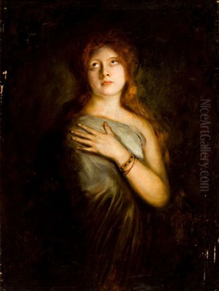 A Red-haired Beauty Oil Painting by Franz Seraph von Lenbach